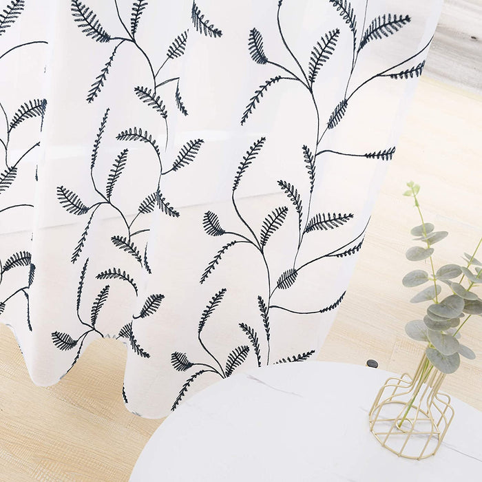 Deconovo Lot de 2 Voilages à OEillets en Polyester avec Motifs de Feuilles - Deconovo France