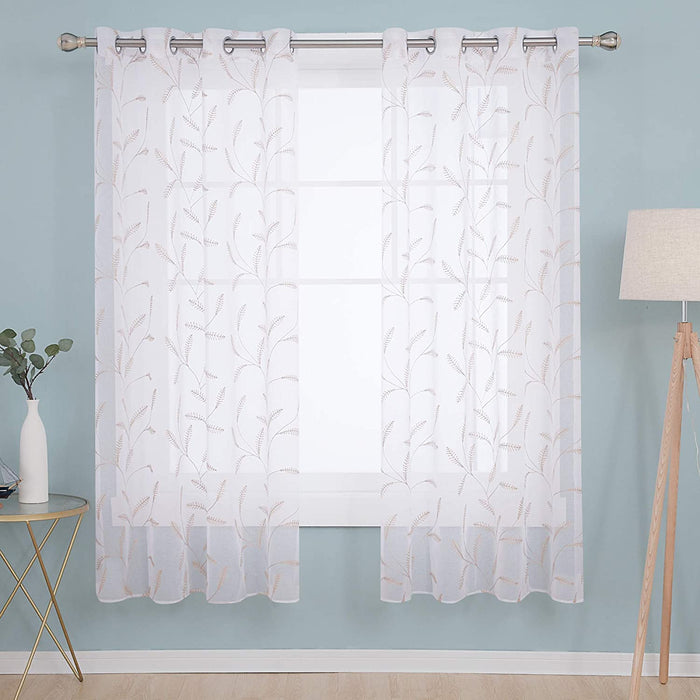 Deconovo Lot de 2 Voilages à OEillets en Polyester avec Motifs de Feuilles - Deconovo France