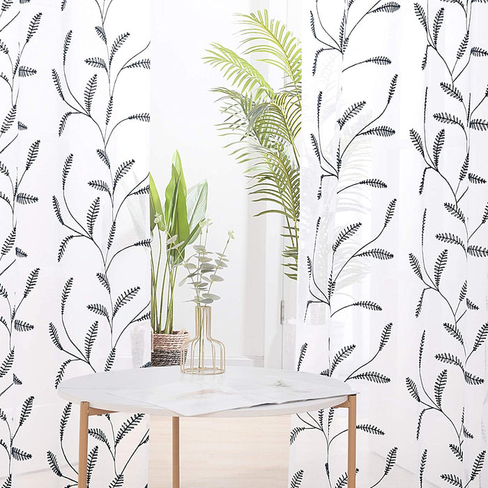 Deconovo Lot de 2 Voilages à OEillets en Polyester avec Motifs de Feuilles - Deconovo France
