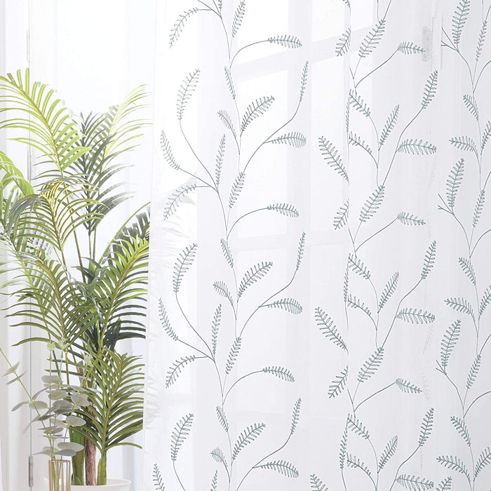 Deconovo Lot de 2 Voilages à OEillets en Polyester avec Motifs de Feuilles - Deconovo France