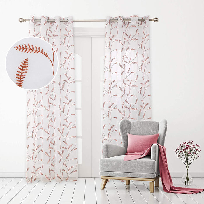 Deconovo Lot de 2 Voilages à OEillets en Polyester avec Motifs de Feuilles - Deconovo France