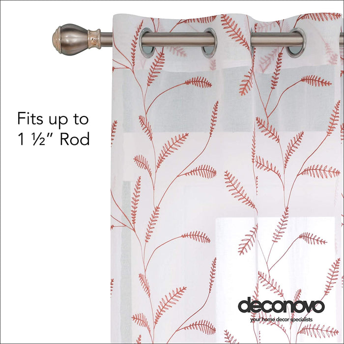 Deconovo Lot de 2 Voilages à OEillets en Polyester avec Motifs de Feuilles - Deconovo France