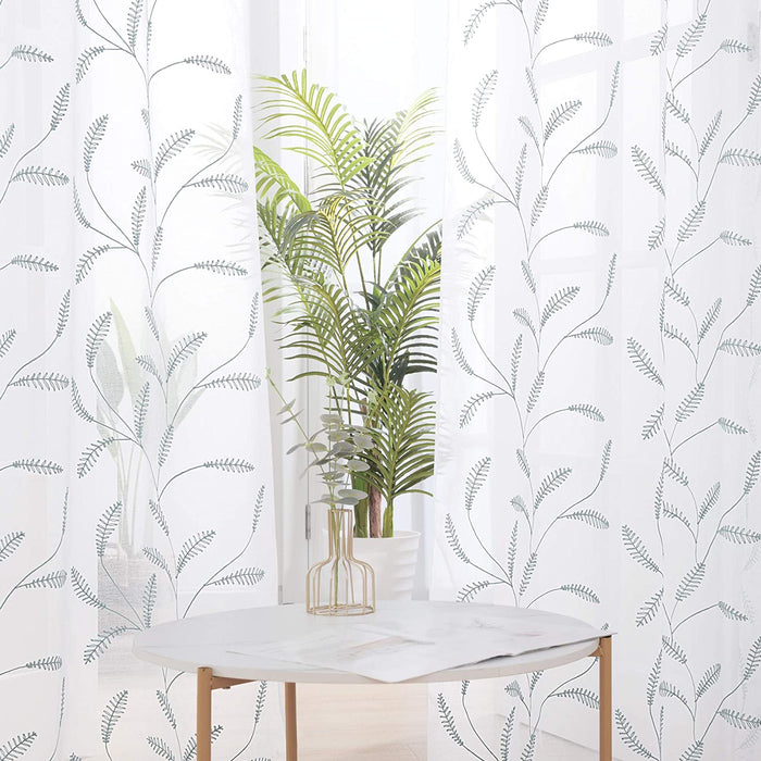 Deconovo Lot de 2 Voilages à OEillets en Polyester avec Motifs de Feuilles - Deconovo France