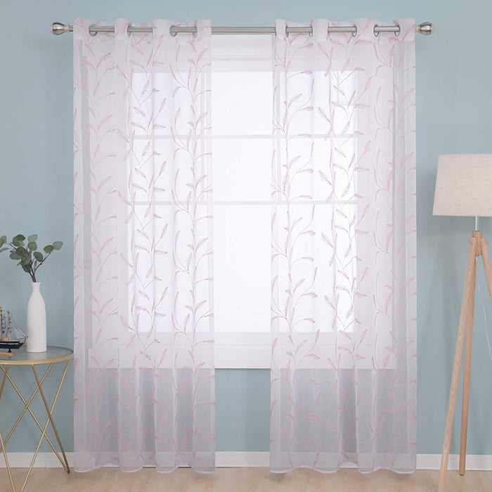 Deconovo Lot de 2 Voilages à OEillets en Polyester avec Motifs de Feuilles - Deconovo France