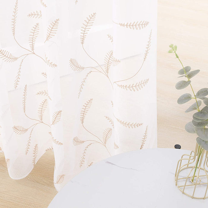 Deconovo Lot de 2 Voilages à OEillets en Polyester avec Motifs de Feuilles - Deconovo France